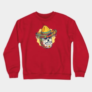 Day of the Dead Sugar Skull Taco with Sombrero Crewneck Sweatshirt